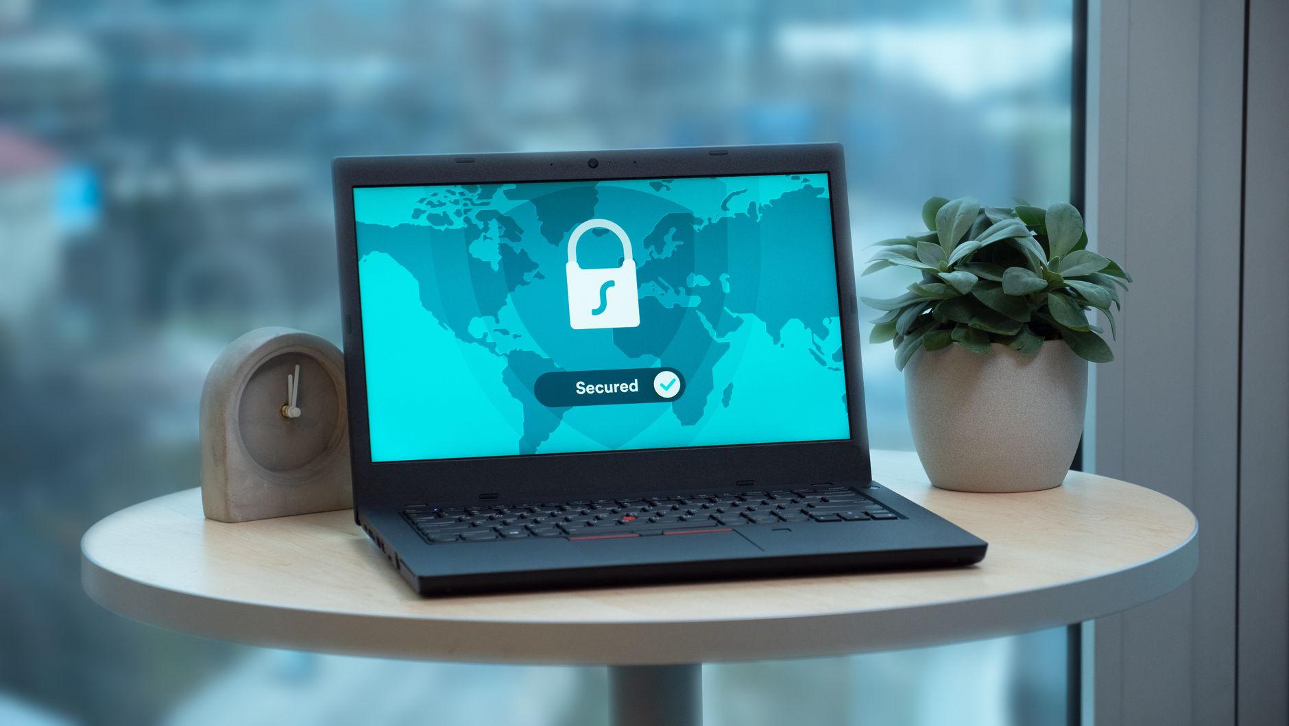 A security lock icon on a laptop screen — data protection for KYC documents and GDPR at a licensed casino