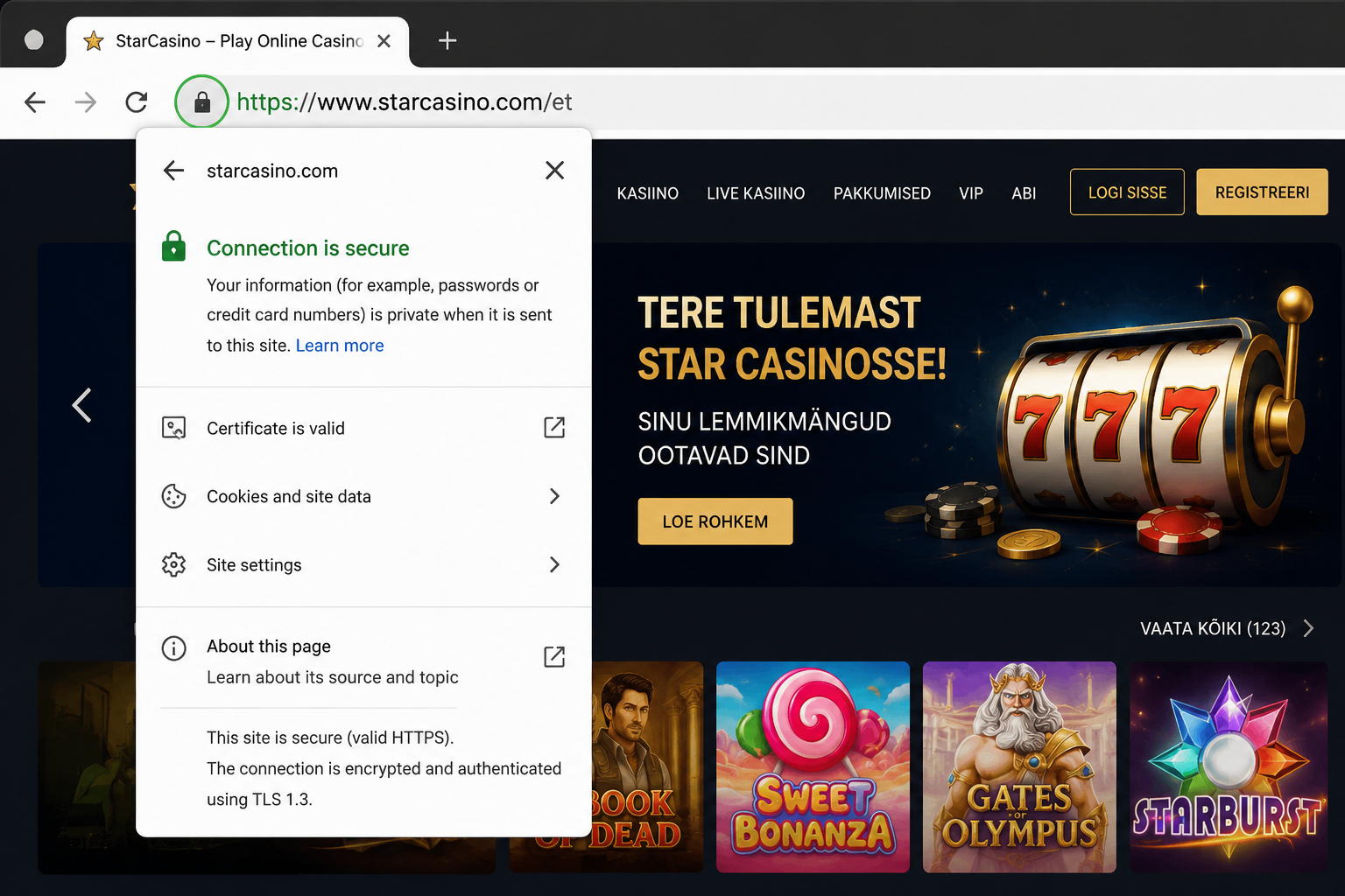 Kuidas kontrollida veebibrauseris online kasiino SSL-krüpteeringu sertifikaati